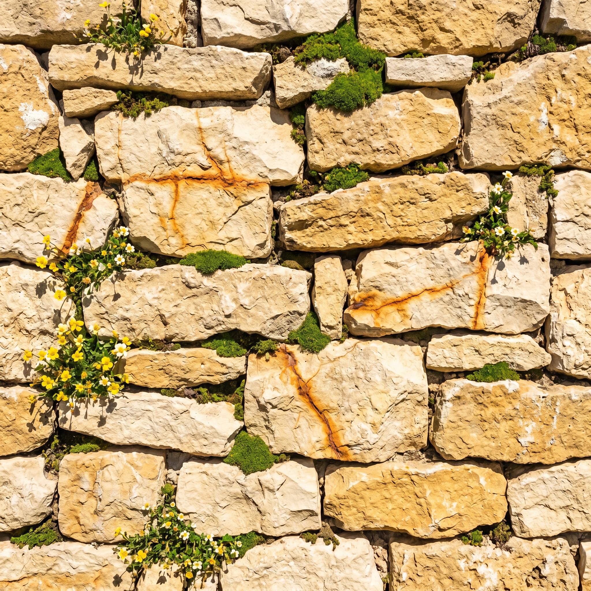Central Texas limestone wall with wildflowers — the visual identity of Central Texas Chefs